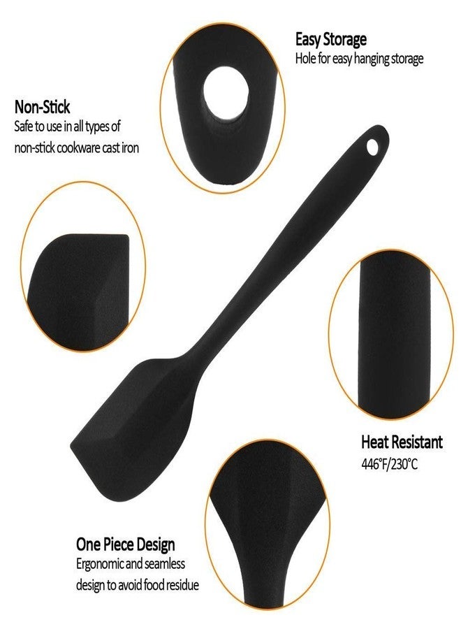 TASKHOUSE Silicone Spatula & Spoon Set Rubber Kitchen Utensils Non-Stick Cookware Safe, Baking & Cooking Tools (2 Piece - Black) - Image 2